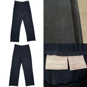 Chicos Travelers Pants Black Women’s Size 2 US Large Slinky Knit Straight